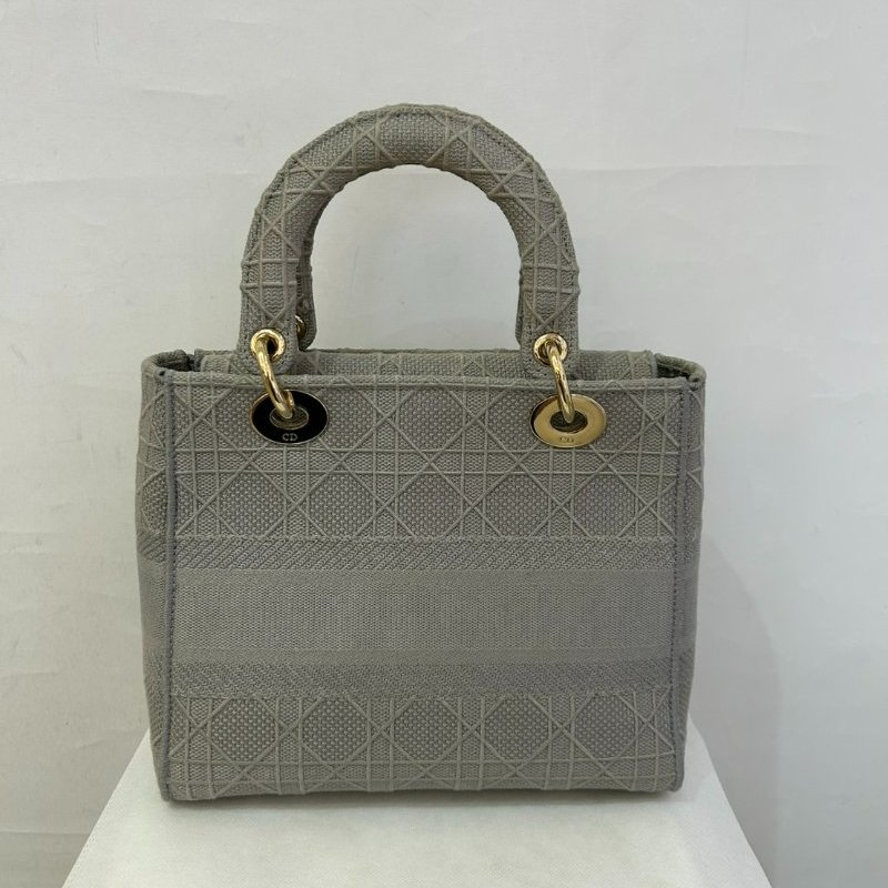 DIOR灰布面黛妃包-3