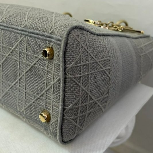 DIOR灰布面黛妃包-5