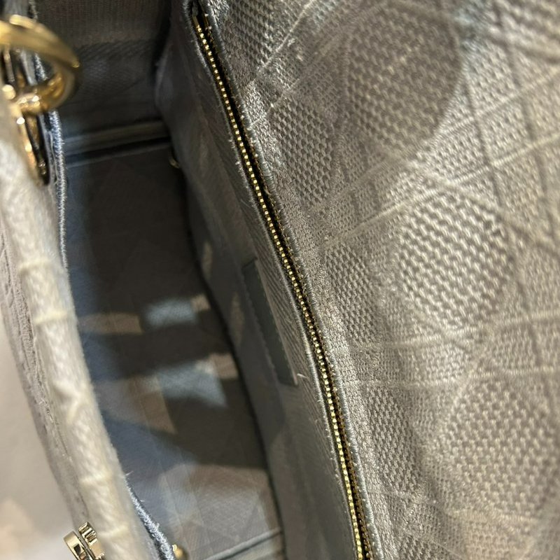 DIOR灰布面黛妃包-7