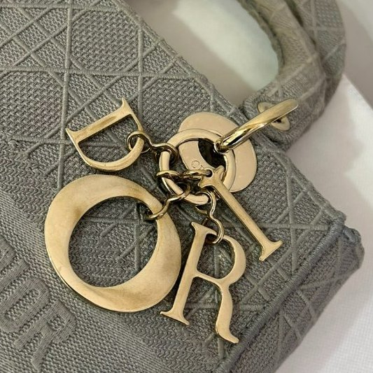 DIOR灰布面黛妃包-8