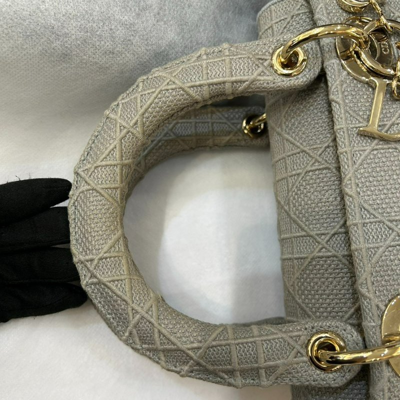 DIOR灰布面黛妃包-9