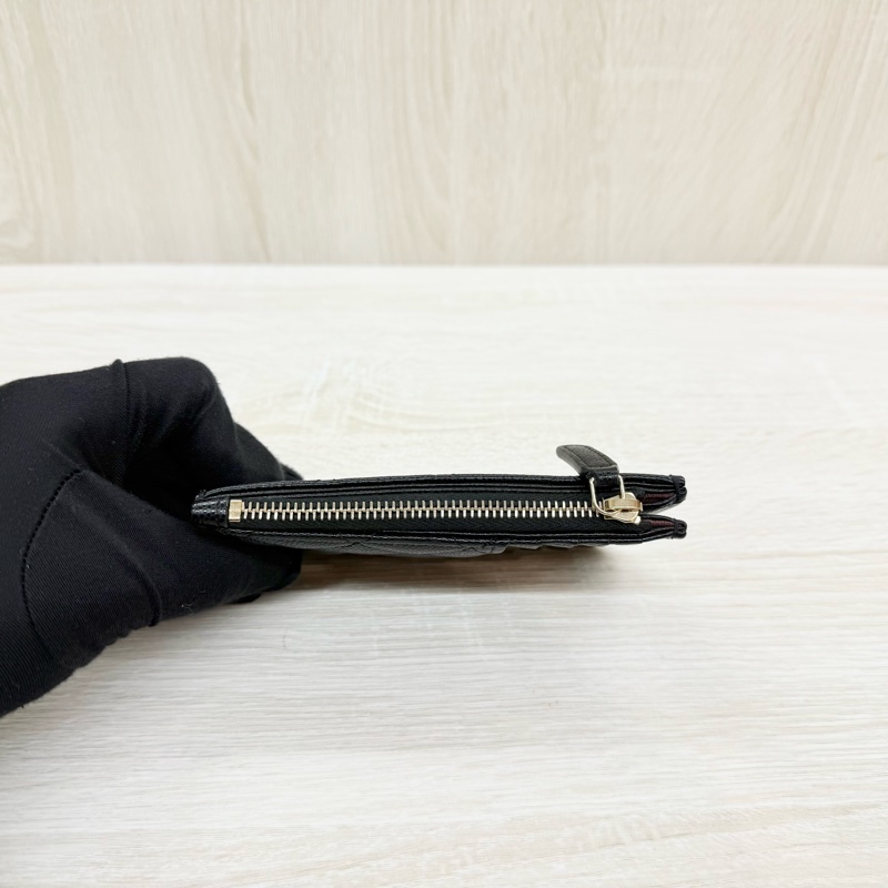 CHANEL黑金牛皮一字拉5卡零錢包AP2570-6