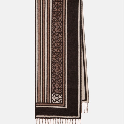 LOEWE Anagram wool and cashmere jacquard 圍巾