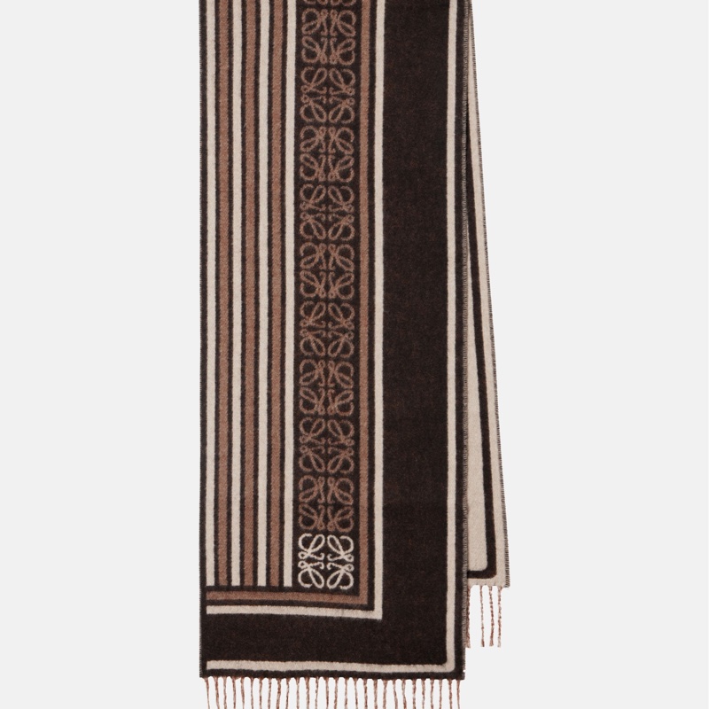 LOEWE Anagram wool and cashmere jacquard 圍巾-0