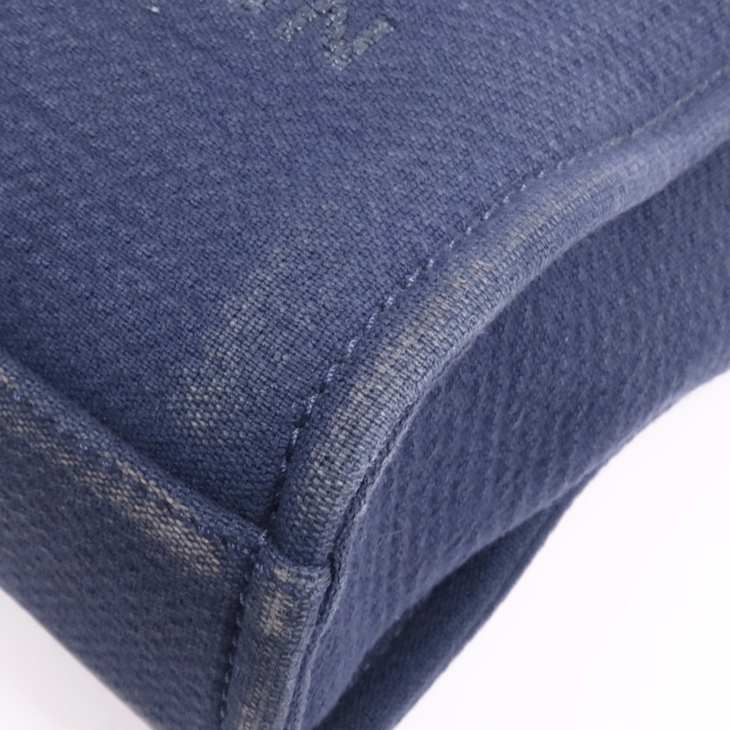 CHANEL 帆布Deauville銀扣鏈帶肩背袋-4