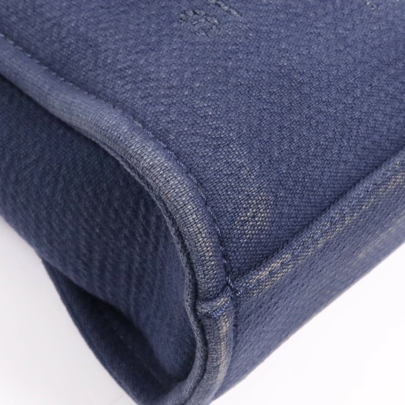 CHANEL 帆布Deauville銀扣鏈帶肩背袋-5