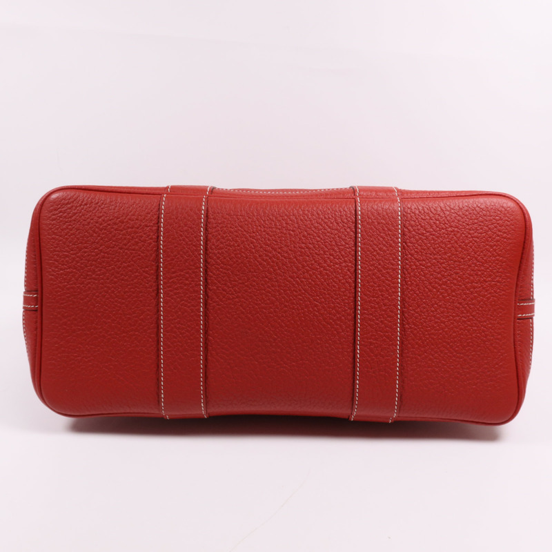 HERMES Country皮革Garden Party TPM銀扣手挽袋Rouge Casaque-3