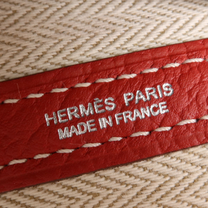 HERMES Country皮革Garden Party TPM銀扣手挽袋Rouge Casaque-5