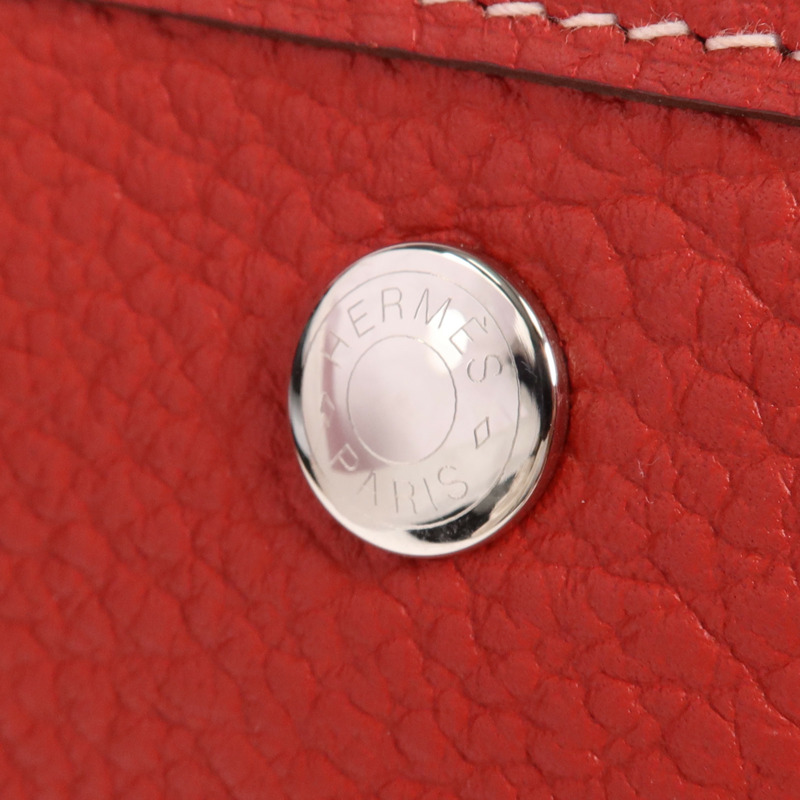 HERMES Country皮革Garden Party TPM銀扣手挽袋Rouge Casaque-12
