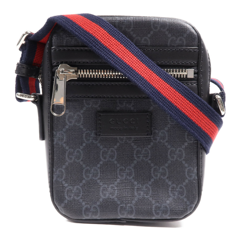 GUCCI 塗層帆布/牛皮皮革Shoulder Bag銀扣肩背袋-0