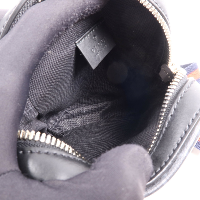 GUCCI 塗層帆布/牛皮皮革Shoulder Bag銀扣肩背袋-4