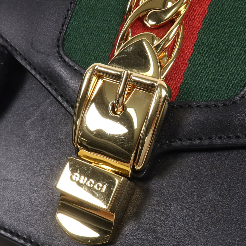 GUCCI 牛皮皮革Syvie Mini金扣鏈帶肩背袋-8