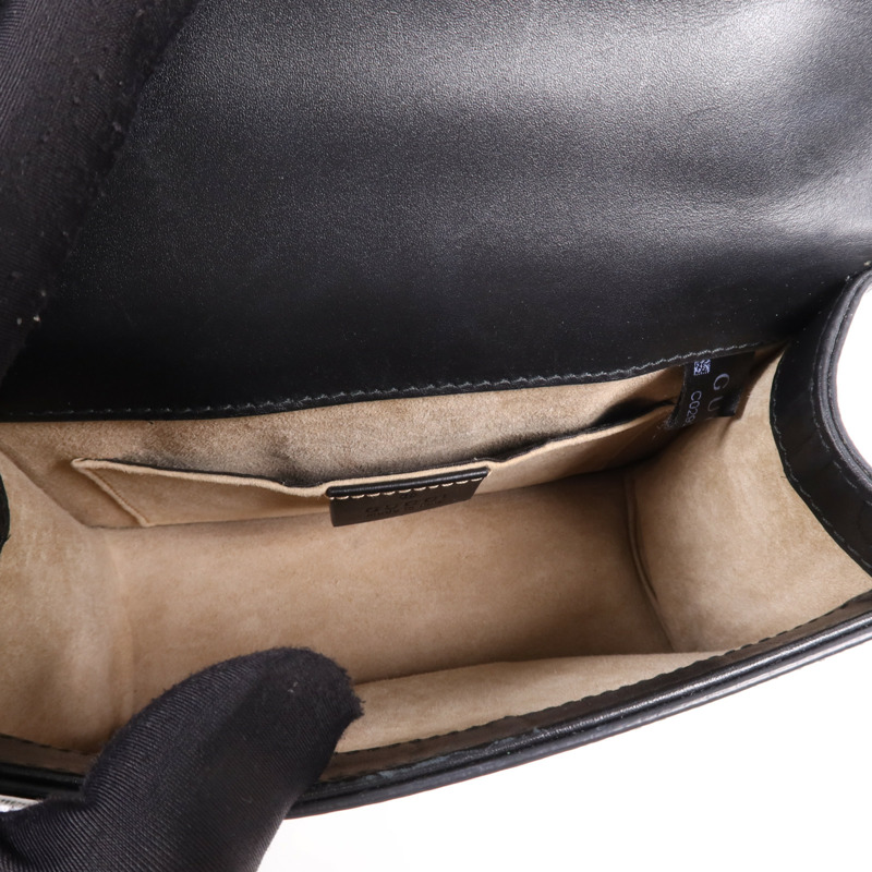 GUCCI 牛皮皮革Syvie Mini金扣鏈帶肩背袋-10