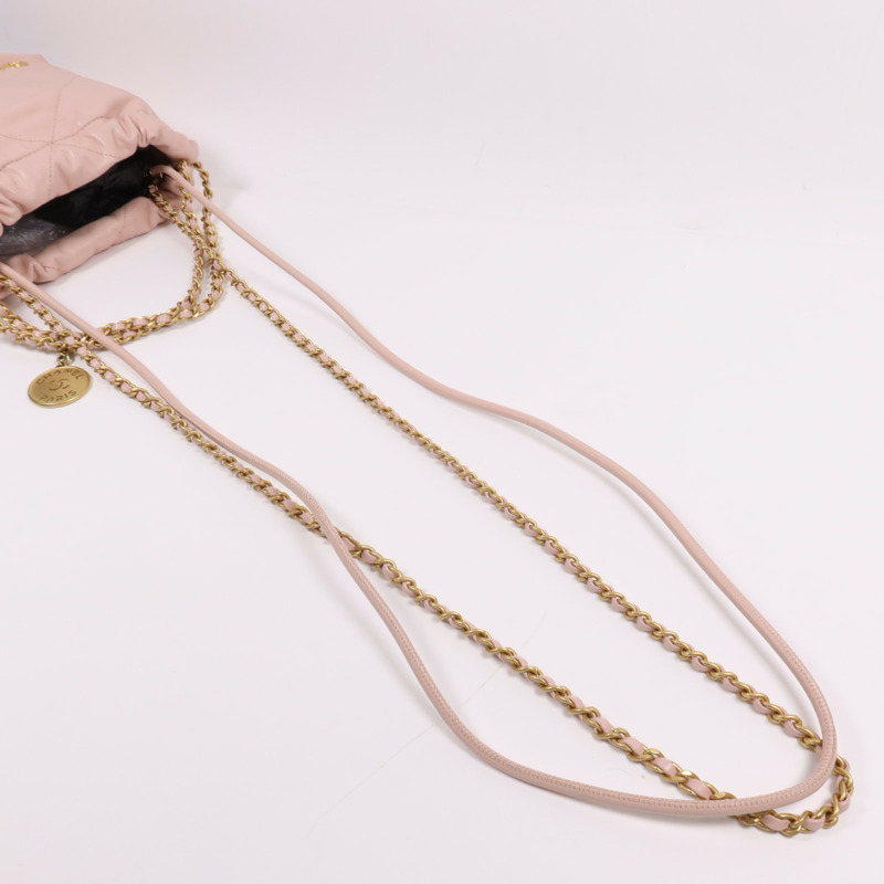 CHANEL 牛皮皮革Chanel 22 Mini金扣鏈帶肩背袋-10