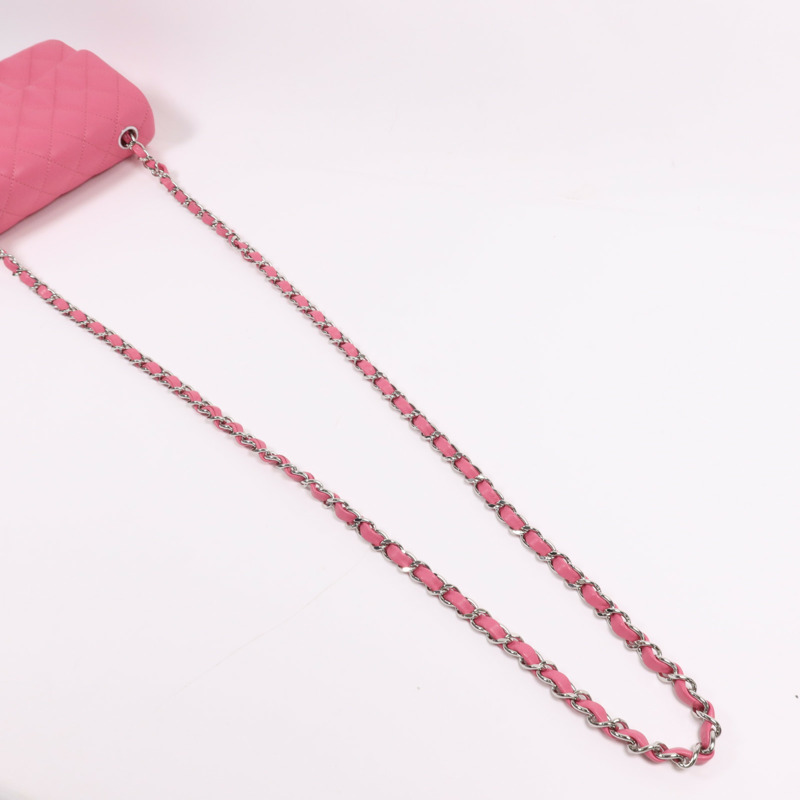 CHANEL 羊皮皮革Classic 20銀扣鏈帶肩背袋-8