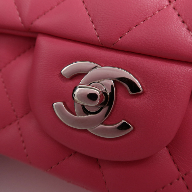 CHANEL 羊皮皮革Classic 20銀扣鏈帶肩背袋-9