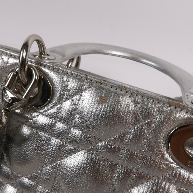 Dior 牛皮皮革Lady Dior銀扣手挽肩背兩用袋-13