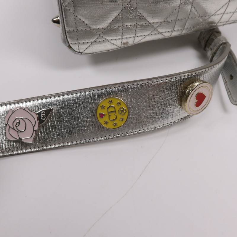 Dior 牛皮皮革Lady Dior銀扣手挽肩背兩用袋-18