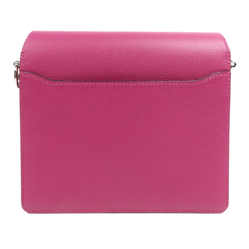 HERMES Evercolor皮革Roulis Mini銀扣肩背袋Rose Purple-1