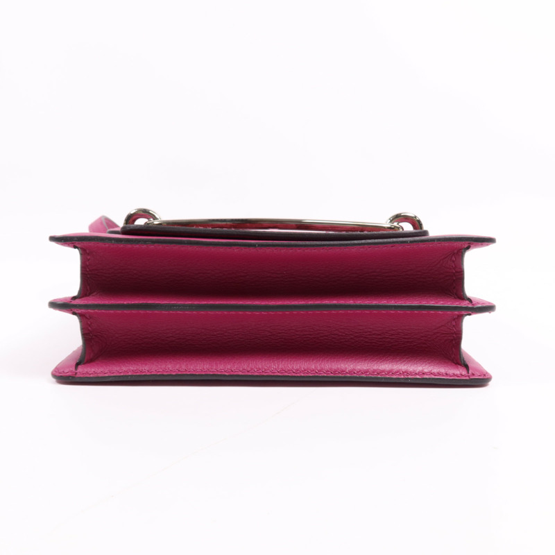 HERMES Evercolor皮革Roulis Mini銀扣肩背袋Rose Purple-3