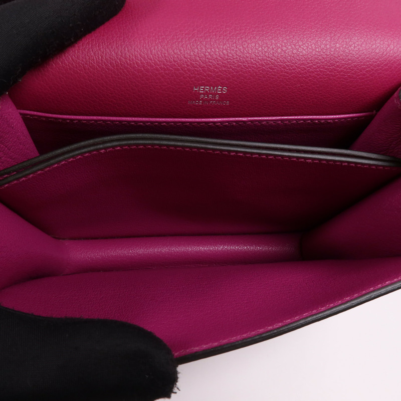 HERMES Evercolor皮革Roulis Mini銀扣肩背袋Rose Purple-4
