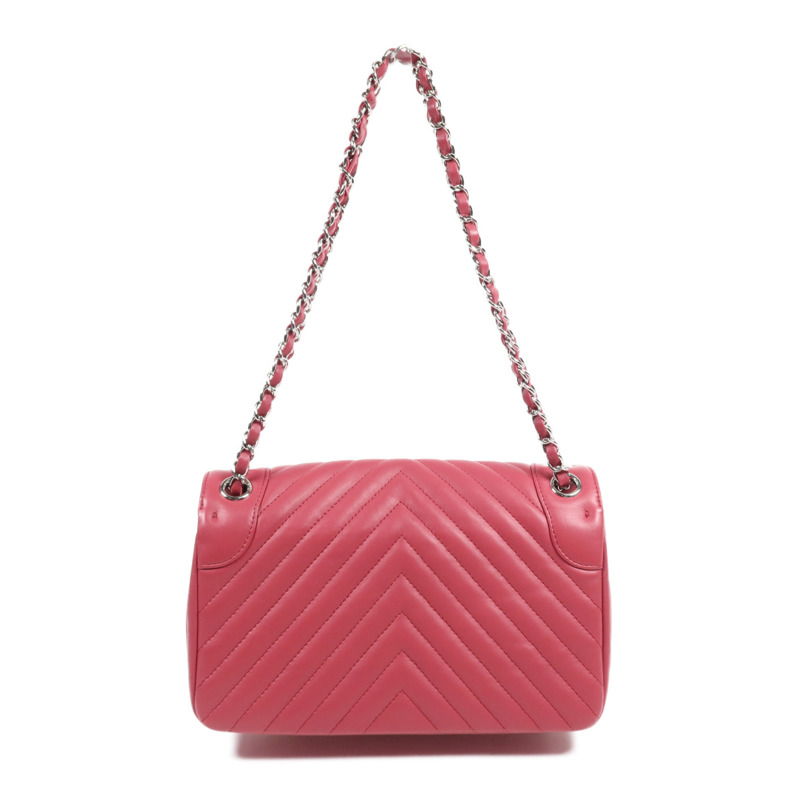 CHANEL 牛皮皮革Chain Shoulder Bag銀扣鏈帶肩背袋-1