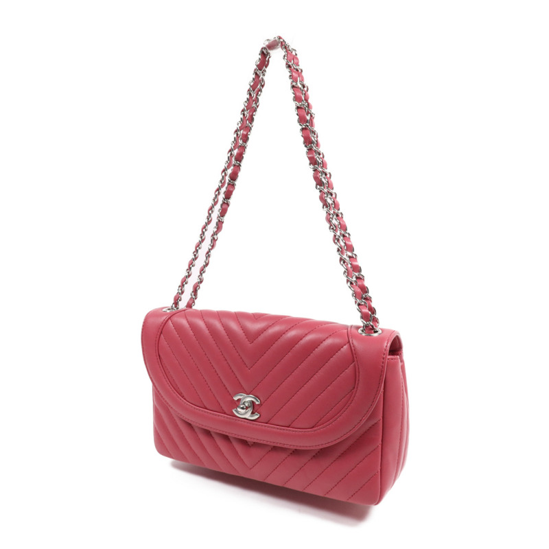 CHANEL 牛皮皮革Chain Shoulder Bag銀扣鏈帶肩背袋-2