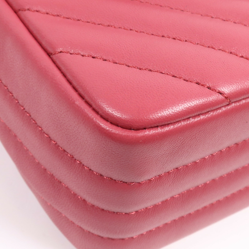 CHANEL 牛皮皮革Chain Shoulder Bag銀扣鏈帶肩背袋-5