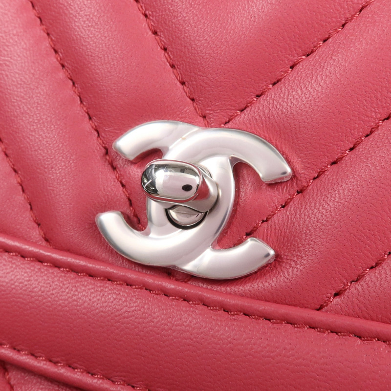 CHANEL 牛皮皮革Chain Shoulder Bag銀扣鏈帶肩背袋-8