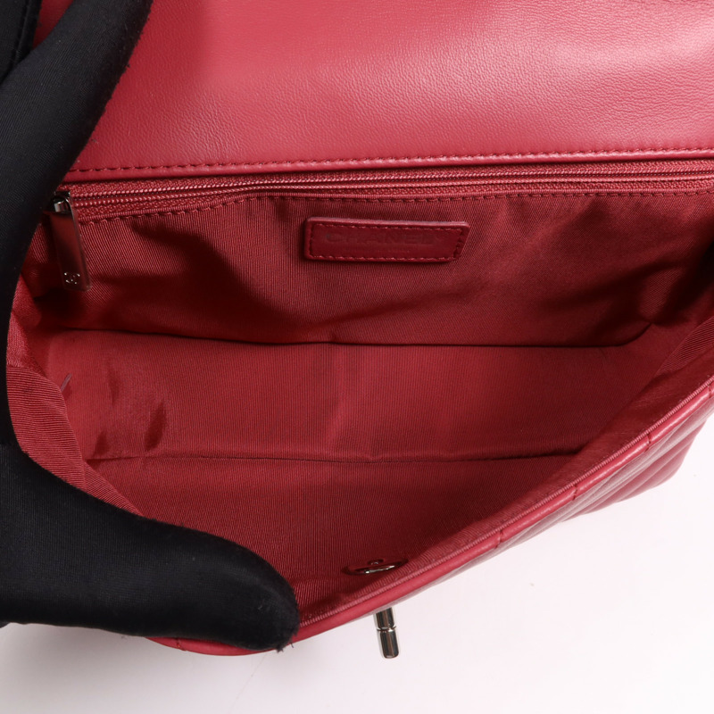 CHANEL 牛皮皮革Chain Shoulder Bag銀扣鏈帶肩背袋-10