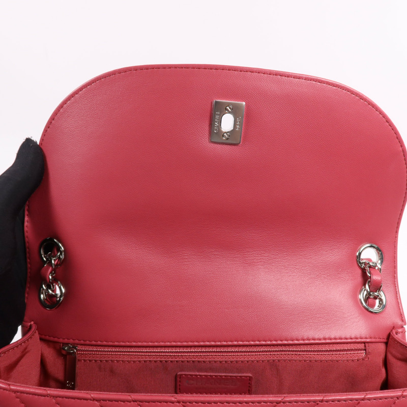 CHANEL 牛皮皮革Chain Shoulder Bag銀扣鏈帶肩背袋-11