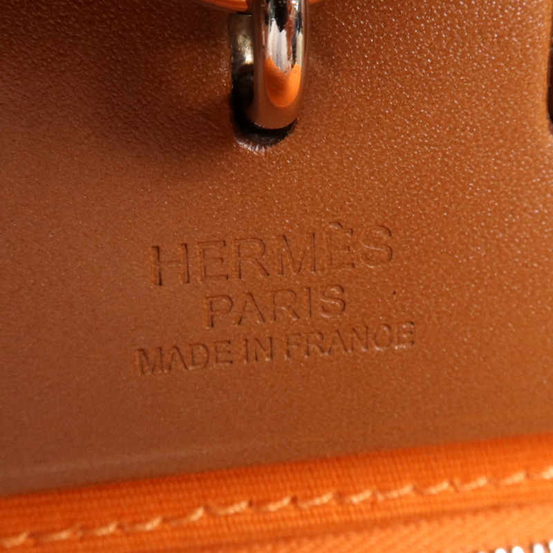 HERMES 帆布Herbag PM銀扣手挽肩背兩用袋Feu-5