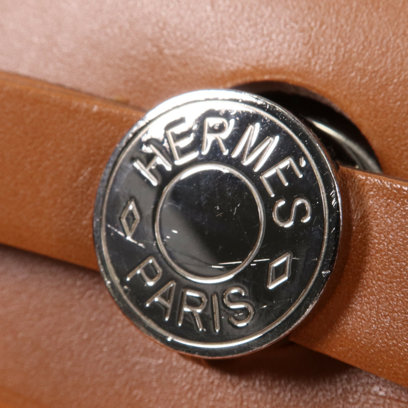 HERMES 帆布Herbag PM銀扣手挽肩背兩用袋Feu-16