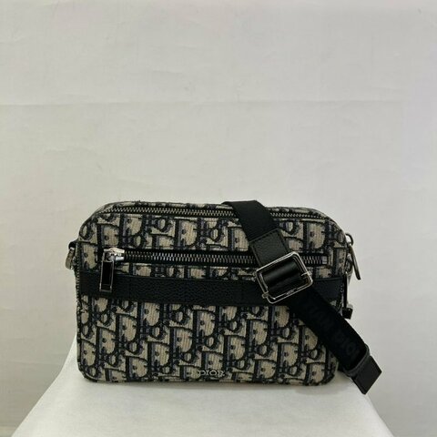 DIOR緹花布拉鍊相機斜背包