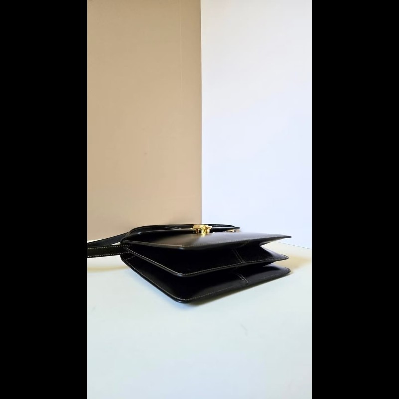 【LA LUNE】絕版古董包 Loewe黑金色凱莉包 單肩包 皮革包 斜背包 復古二手包-2