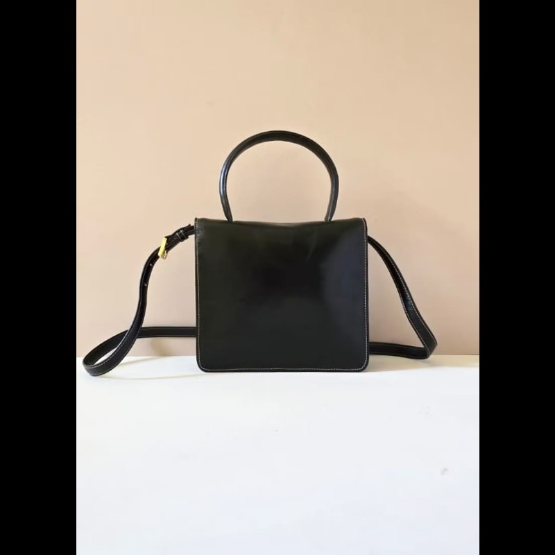 【LA LUNE】絕版古董包 Loewe黑金色凱莉包 單肩包 皮革包 斜背包 復古二手包-4