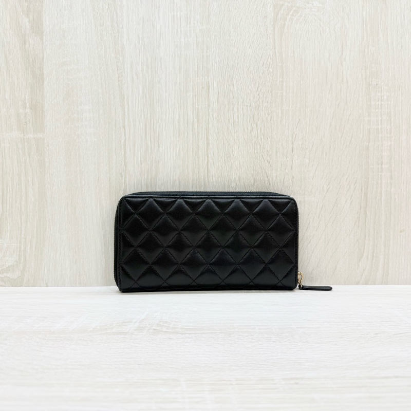 CHANEL黑色小羊皮ㄇ拉長夾A50097-1