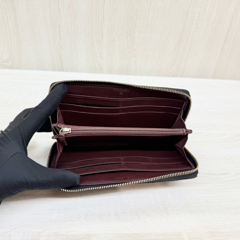 CHANEL黑色小羊皮ㄇ拉長夾A50097-12