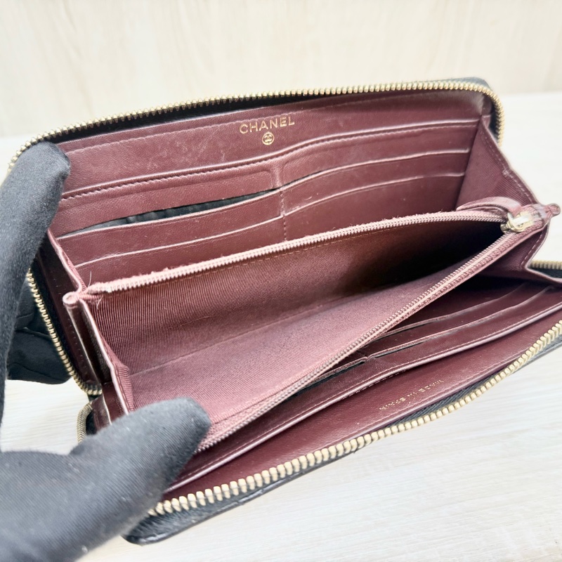 CHANEL黑色小羊皮ㄇ拉長夾A50097-15