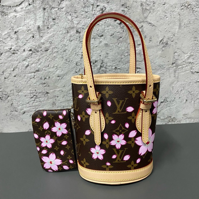 Louis Vuitton LV 村上隆 櫻花水桶包 尺寸約17x13-1