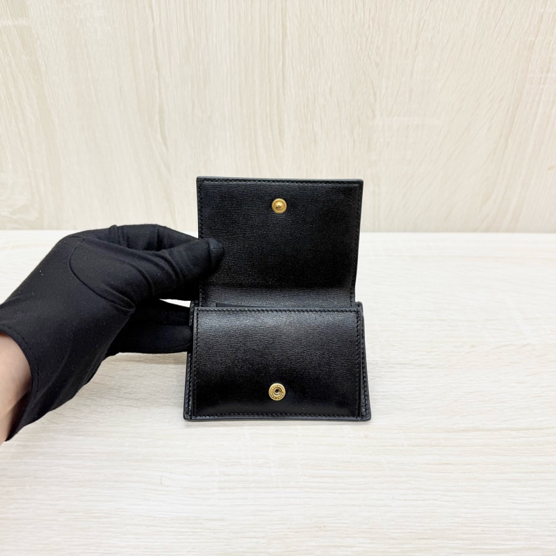 YSL黑金牛皮零錢卡片夾635264-5