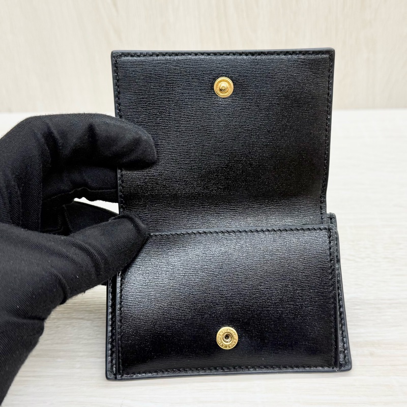 YSL黑金牛皮零錢卡片夾635264-8