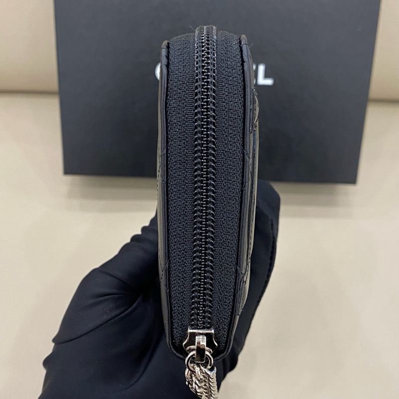 Chanel香奈兒 黑色雙C康鵬錢包 拉鍊款 有盒-2