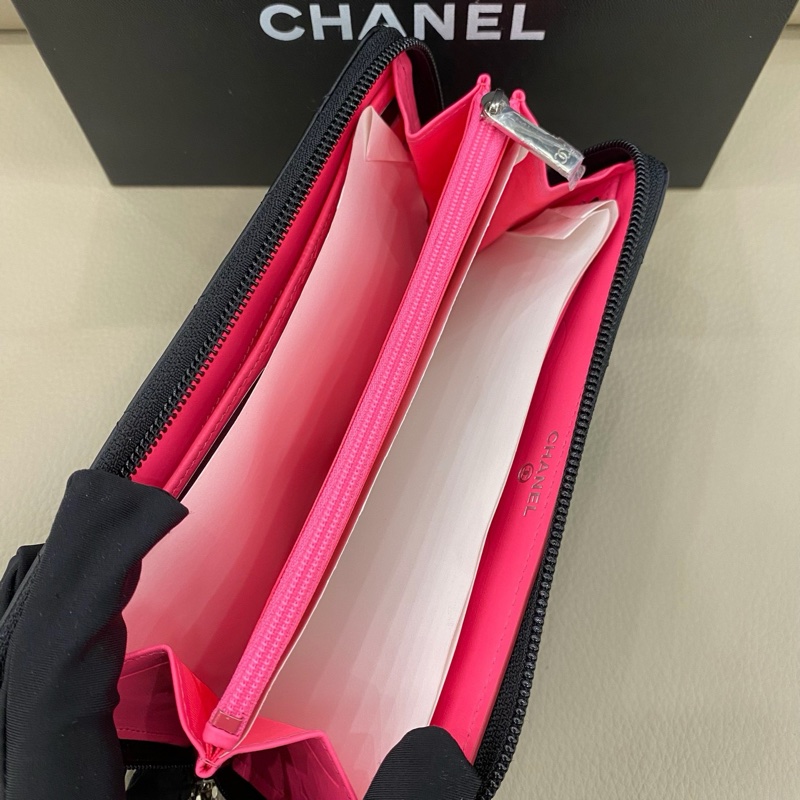 Chanel香奈兒 黑色雙C康鵬錢包 拉鍊款 有盒-5