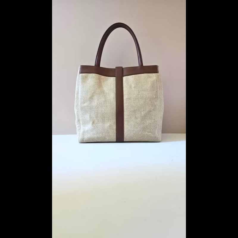 【LA LUNE】稀有中古包 Chanel米咖色拼皮托特包 單肩包 側背包 古著包 二手-1