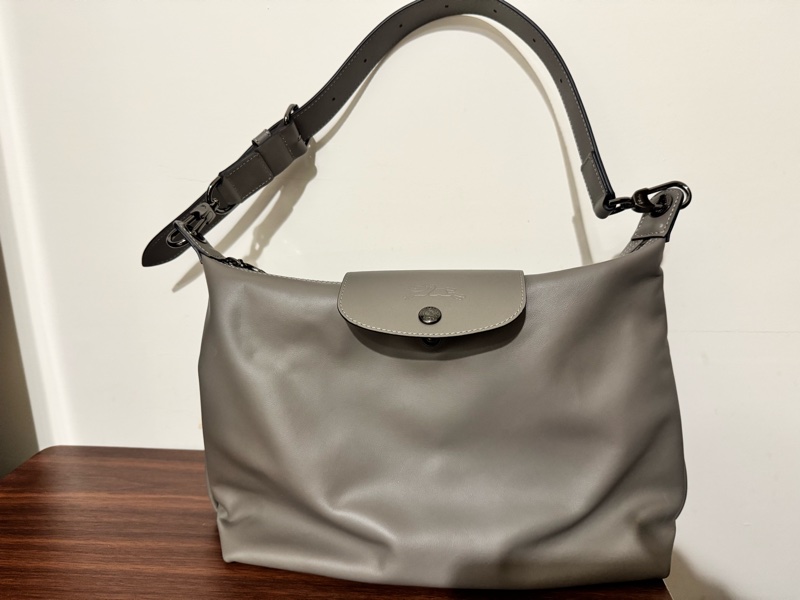 LONGCHAMP HOBO 斑鳩灰（二手） 114/10/12 購入-0