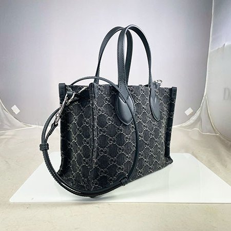 ＊奢華大道國際精品＊【G1807】GUCCI 黑色單寧布手提/斜背兩用包 772183-1
