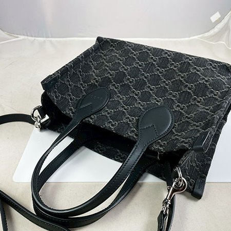 ＊奢華大道國際精品＊【G1807】GUCCI 黑色單寧布手提/斜背兩用包 772183-2