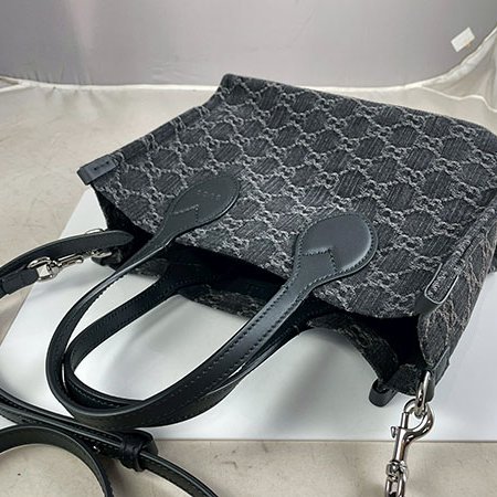 ＊奢華大道國際精品＊【G1807】GUCCI 黑色單寧布手提/斜背兩用包 772183-5