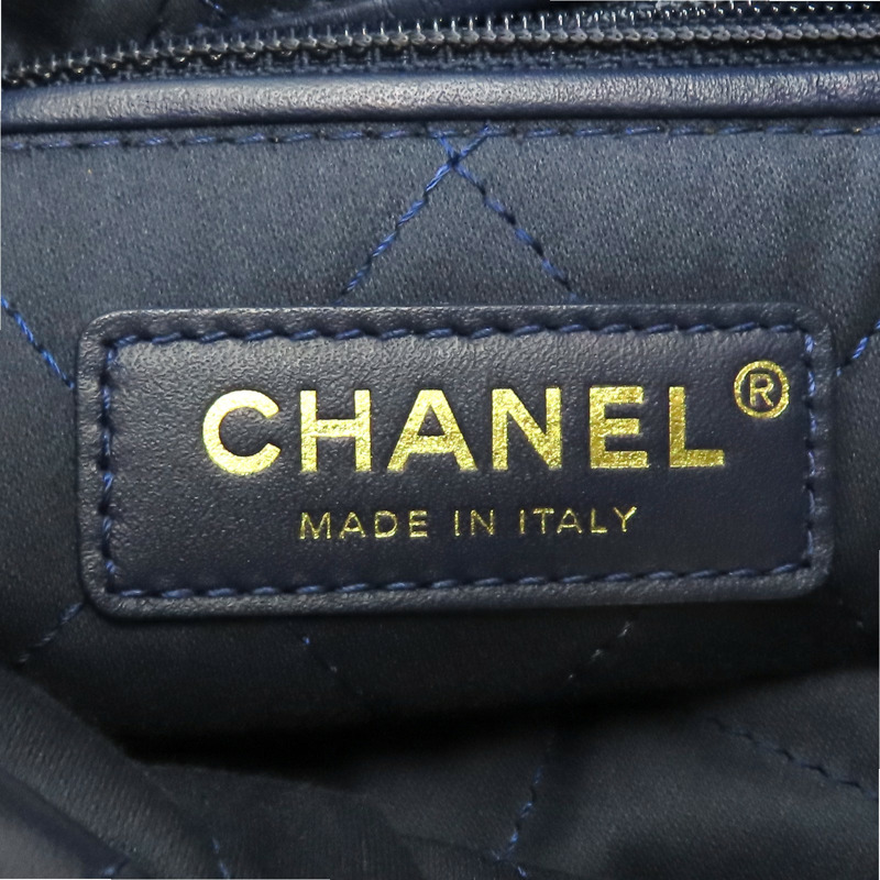 藍色 菱格紋 牛皮 22 後背包【CHANEL 香奈兒】 AS3859-8